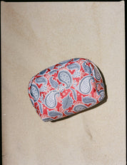 Cosmetic Bag Blue & Red Paisley