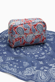 Cosmetic Bag Blue & Red Paisley
