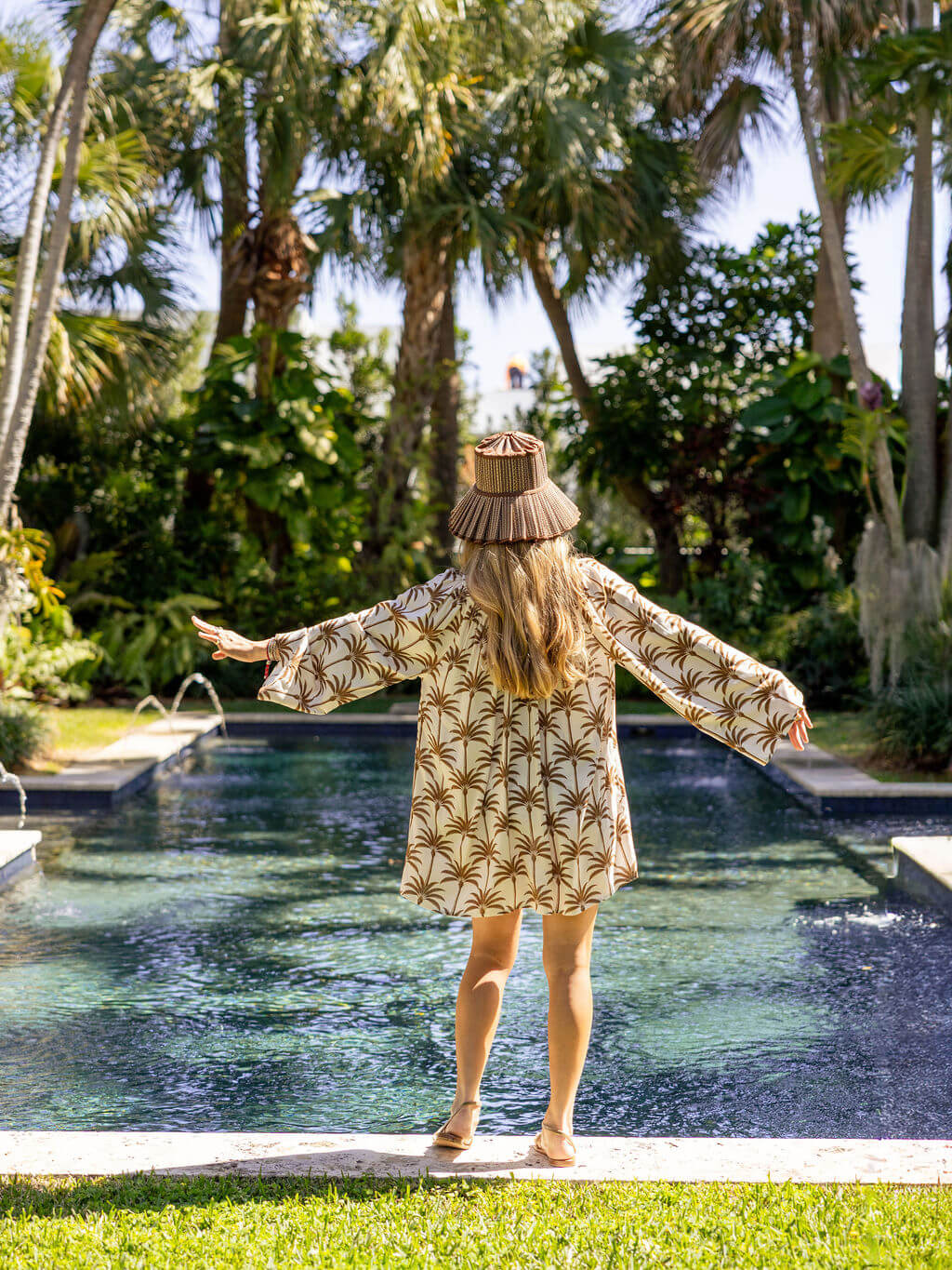palm tree dress Palm Tree Print Beach Short tropical Dress L/XL / BLUE main image 1