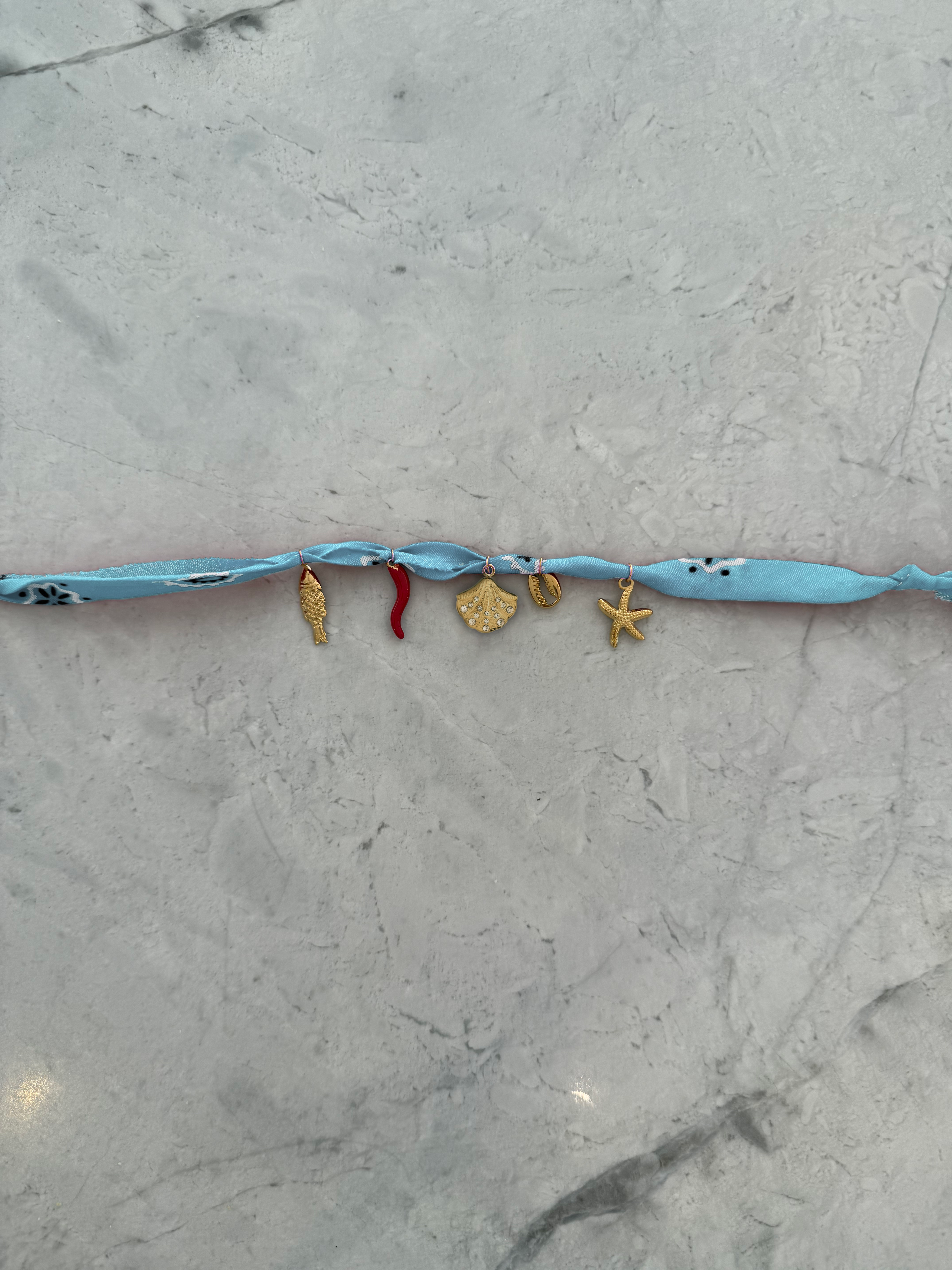 Bandana Charm Necklace - Sky Blue