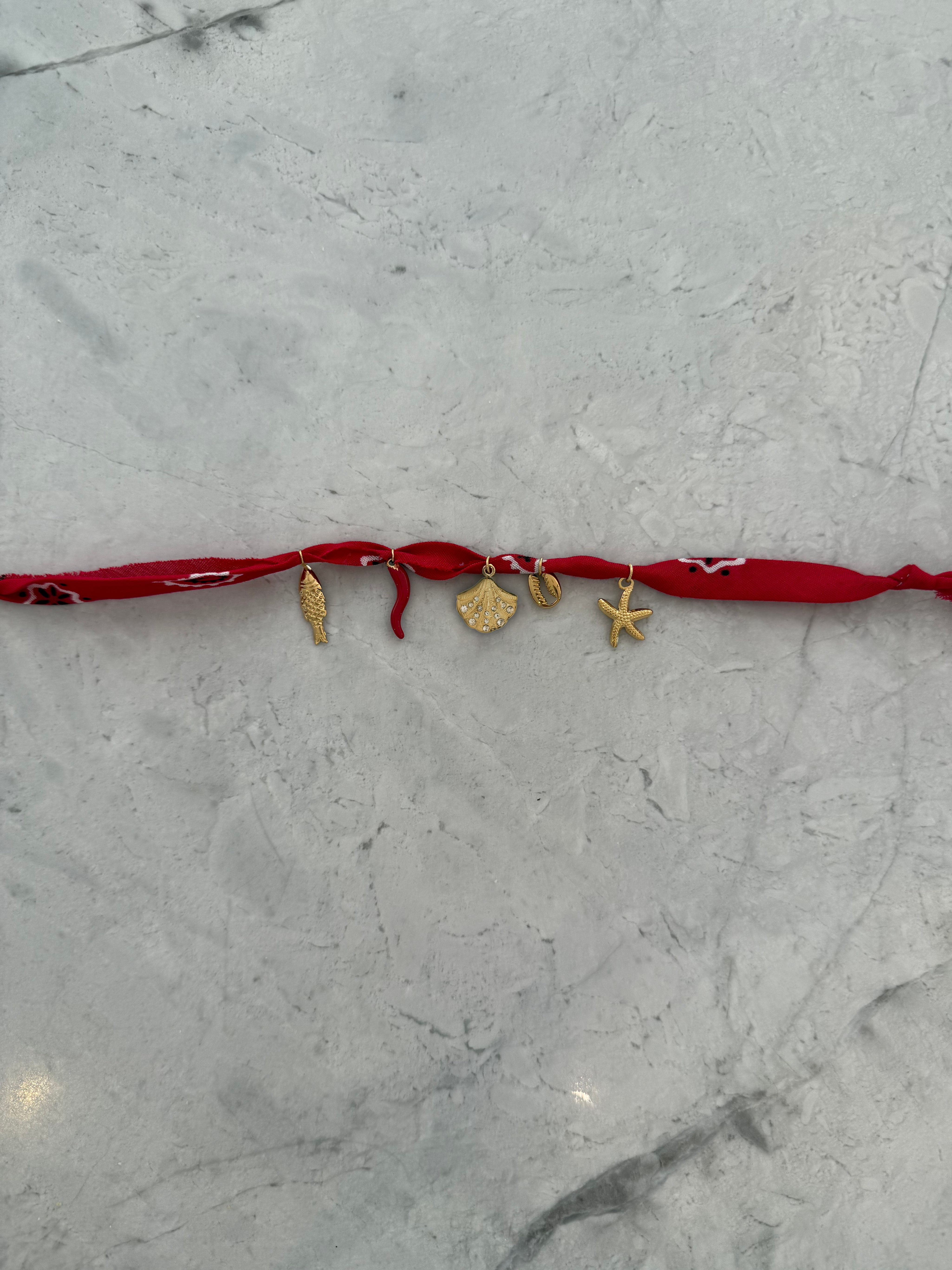 Bandana Charm Necklace - Red