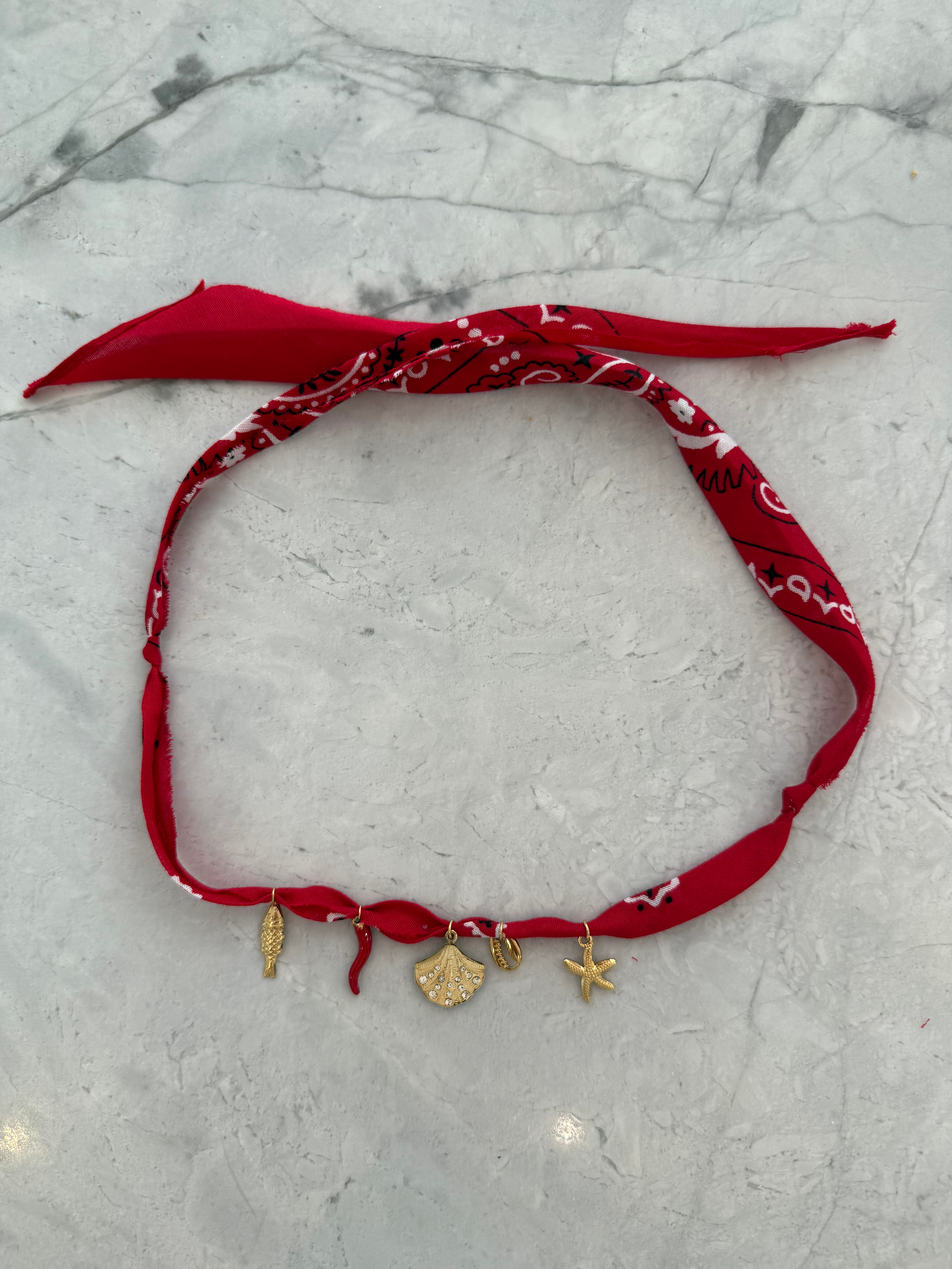 Bandana Charm Necklace - Red