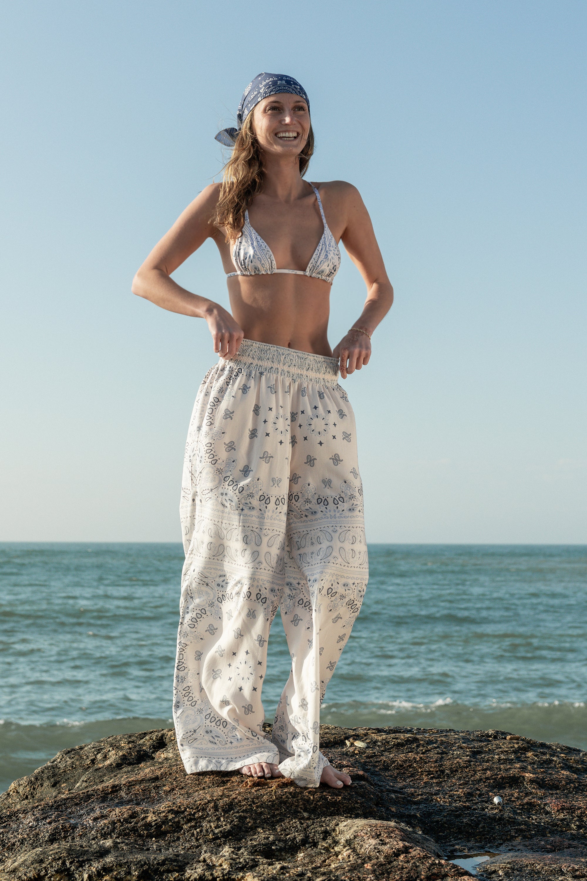 Ricki Pant Blue & Cream Bandana