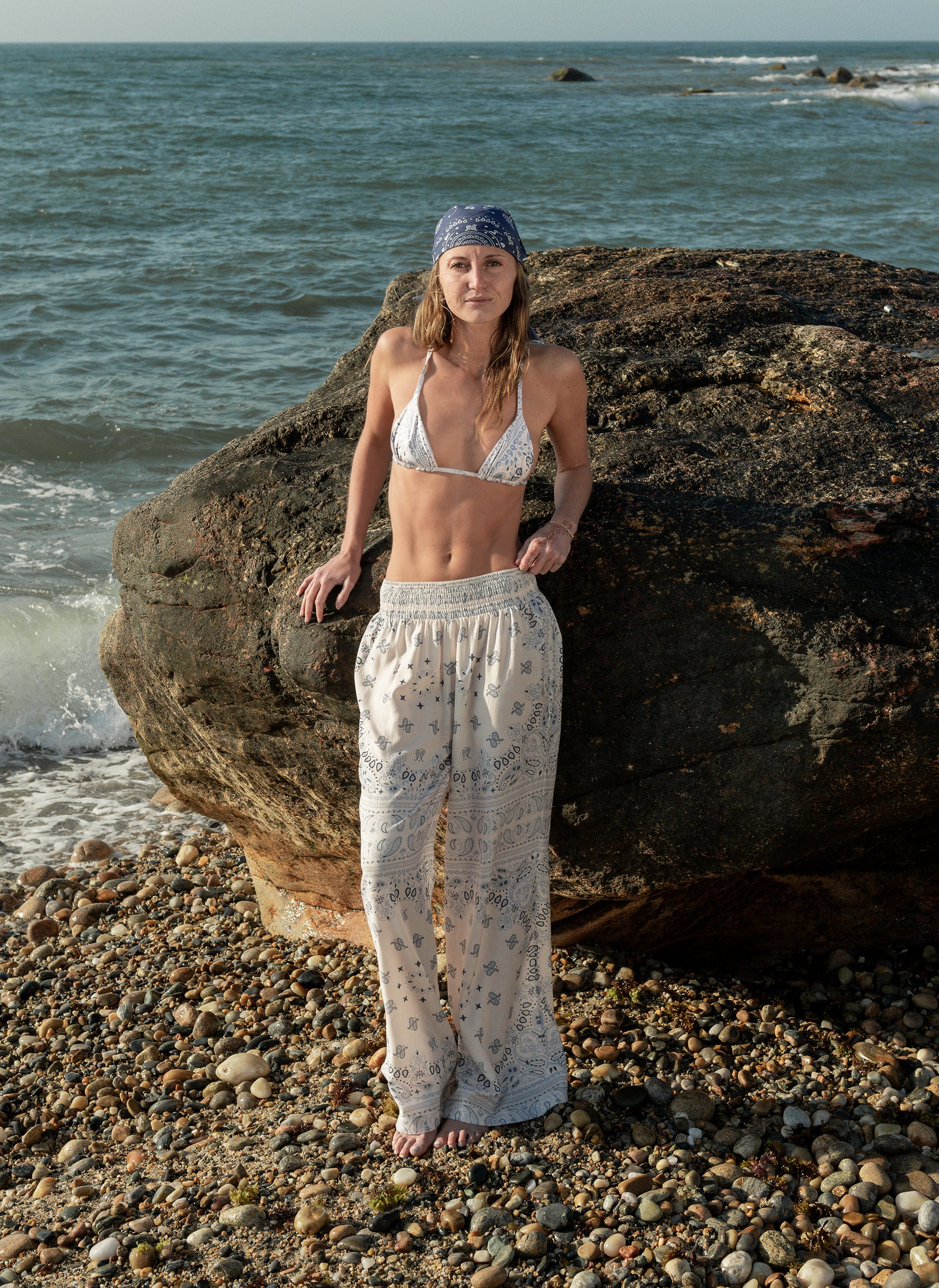 Mia Top Blue & Cream Bandana