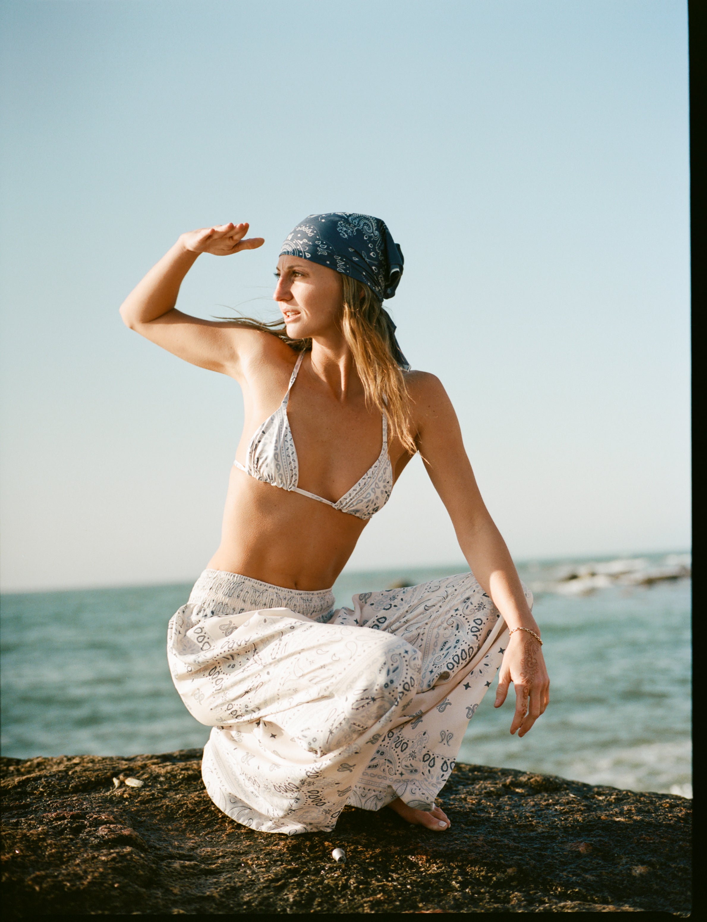 Ricki Pant Blue & Cream Bandana