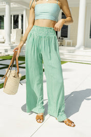 The Anytime Beach Pant - Green Cabana Stripe